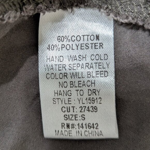 Off Shoulder Boho Top Frayed Sleeves Dark Grey Size S - Picture 8 of 8